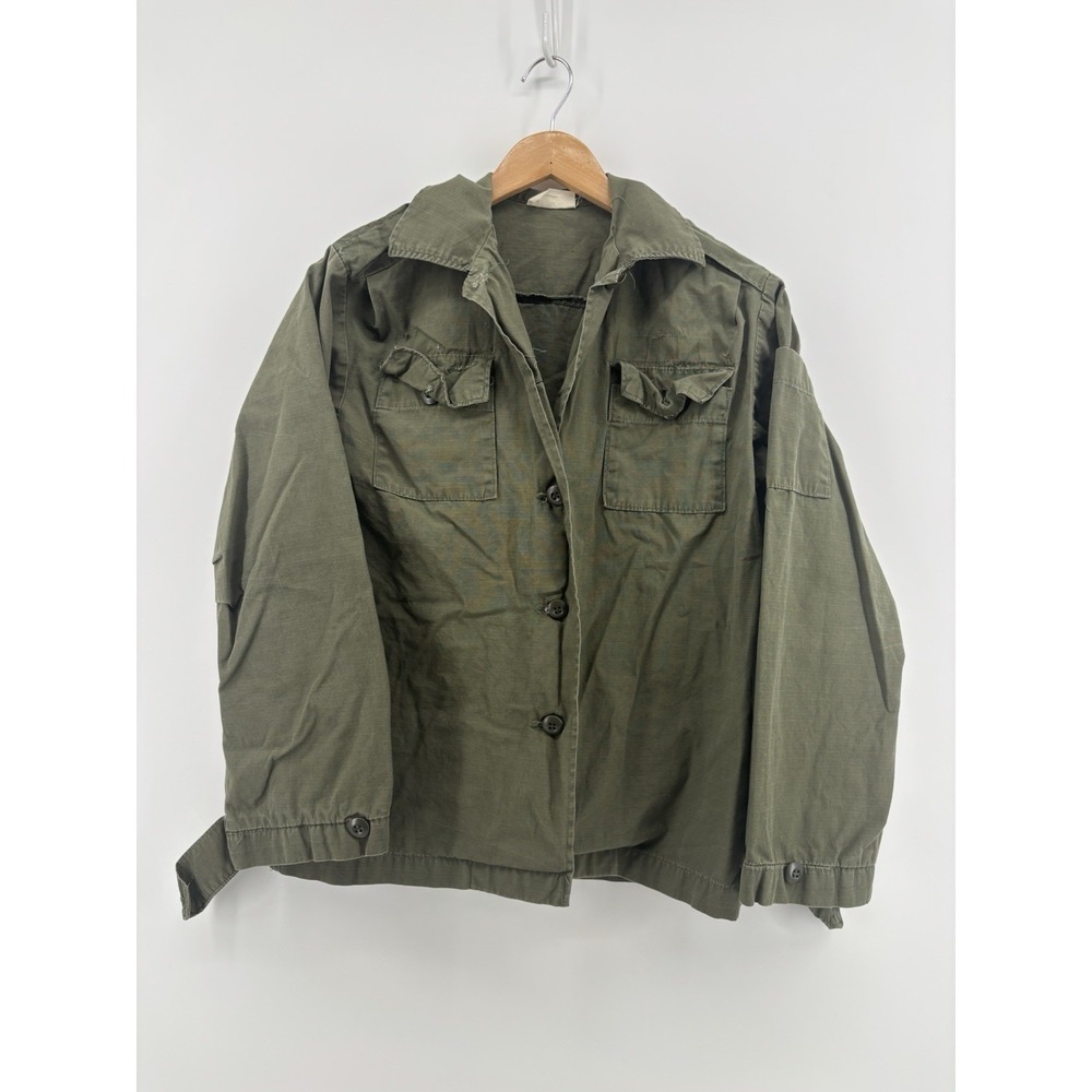 US Army Womans Shirt Utility Cotton Poplin OG-107 Vietnam Fatigue Coat 10 14